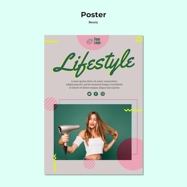 Бесплатный PSD Шаблон печати плаката образа жизни