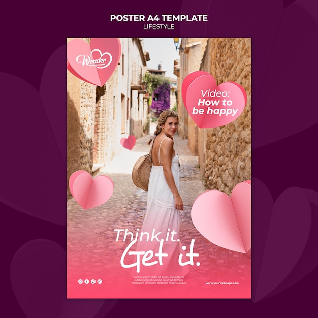 PSD gratuito design del modello di poster di stile di vita