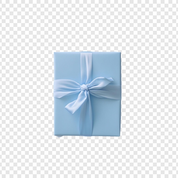 Free PSD a light blue gift box with a satin bow