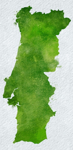 Free PSD light green watercolor map of portugal