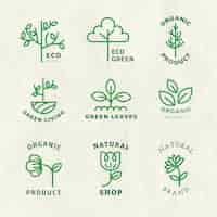 Free PSD line eco logo template psd for branding with text set