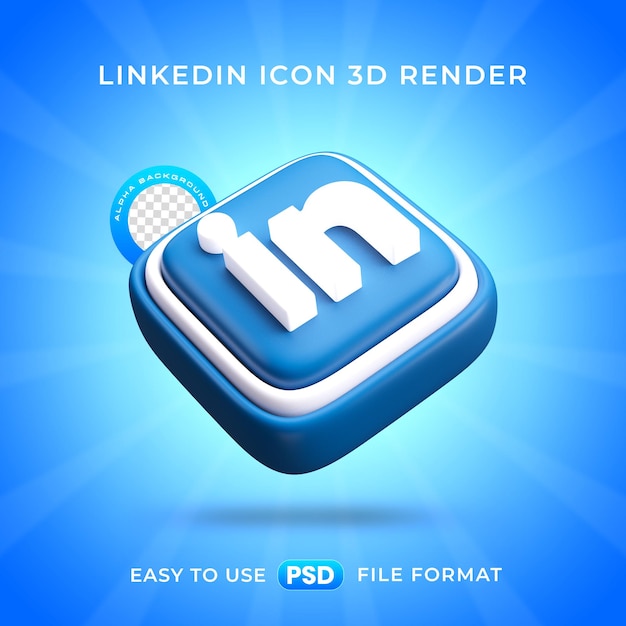 Бесплатный PSD Иллюстрация изолированного 3d-рендера логотипа linkedin