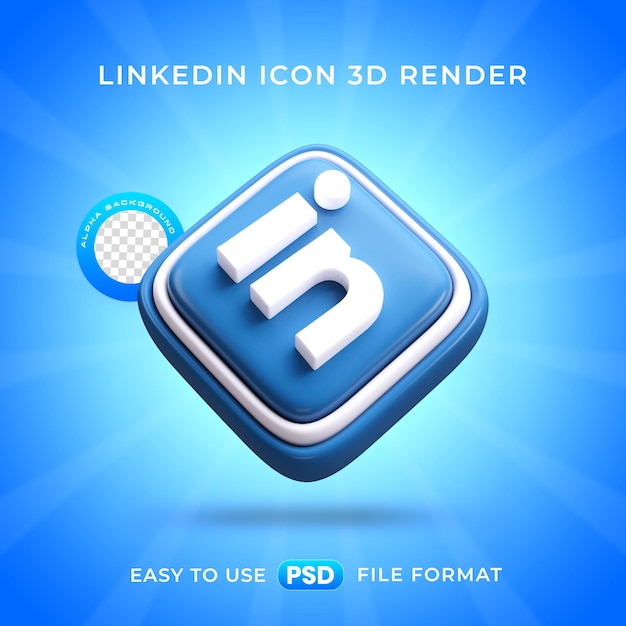 Бесплатный PSD Иллюстрация изолированного 3d-рендера логотипа linkedin