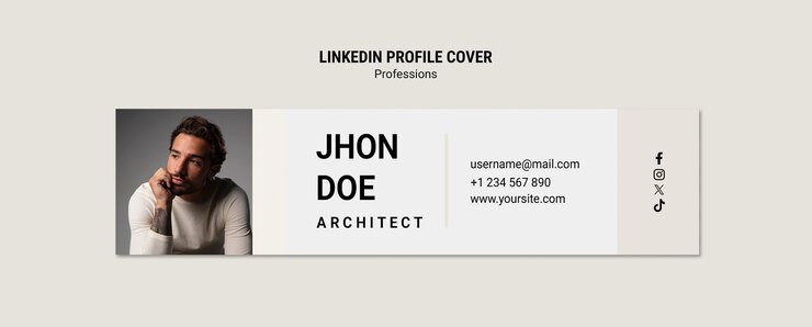 Free PSD linkedin profile cover for architect: jhon doe