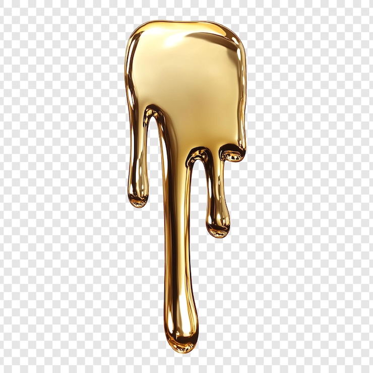 Free PSD liquid gold dripping downwards a luxurious abstract image