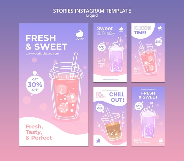 Modello di storie di instagram liquido