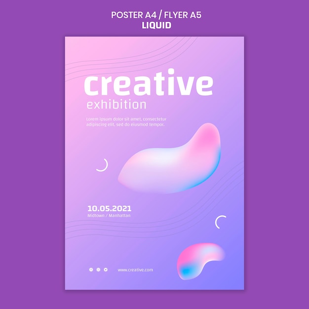 PSD gratuito modello di poster liquido