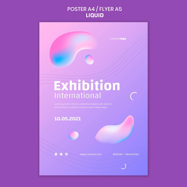 PSD gratuito modello di poster liquido