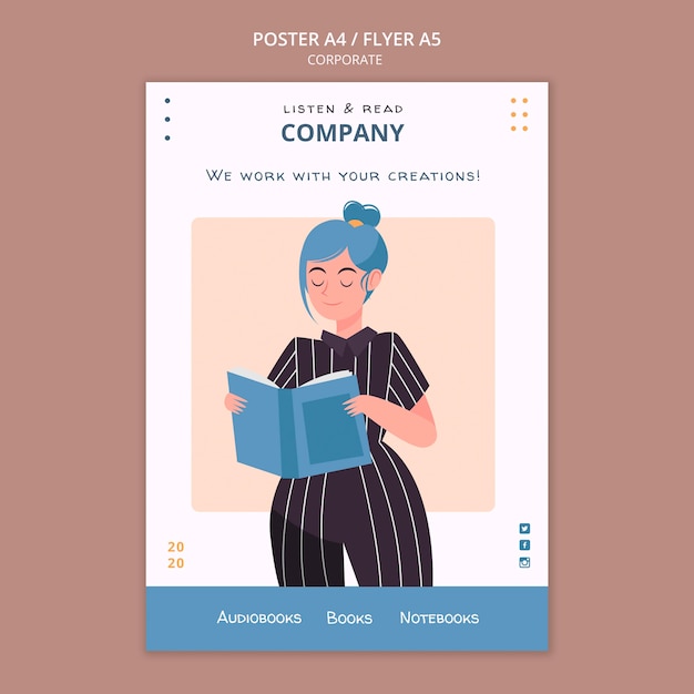 Free PSD listen and read corporate poster