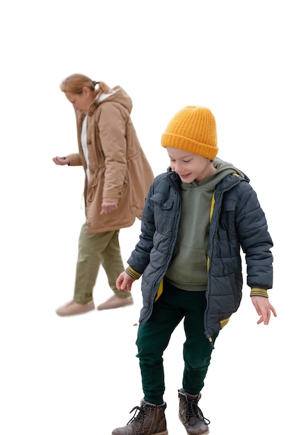 Free PSD little boy spending time outdoors with his grandmother