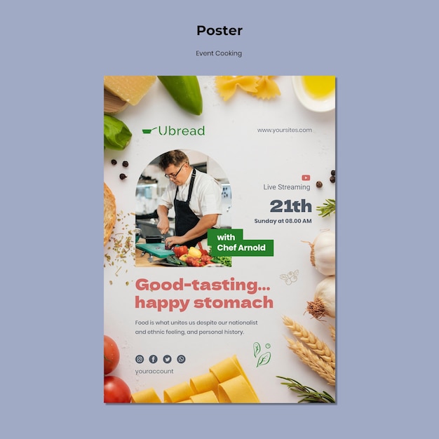 PSD gratuito modello di poster per eventi di cucina dal vivo