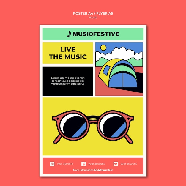 Free PSD live music flyer template