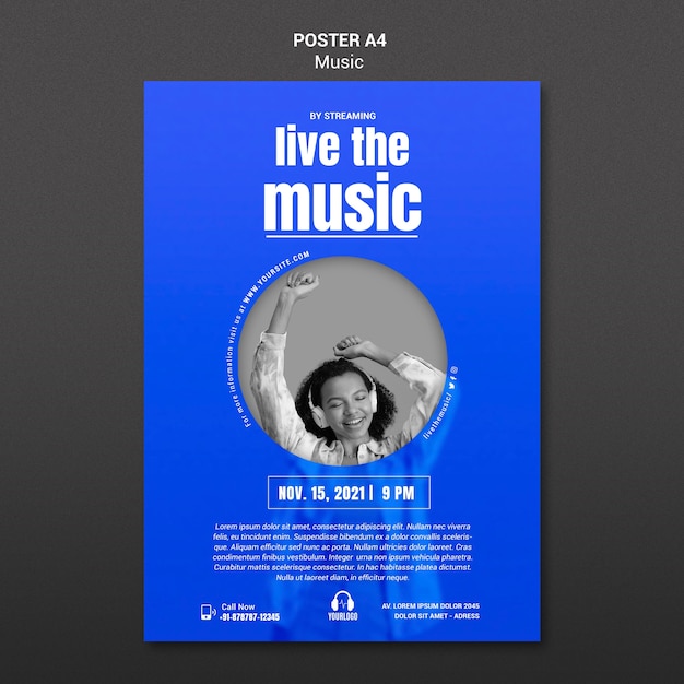 Live the music poster template