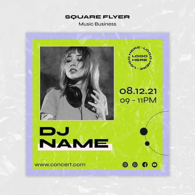 Free PSD live music show square flyer template