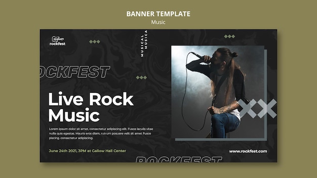Live rock music banner template