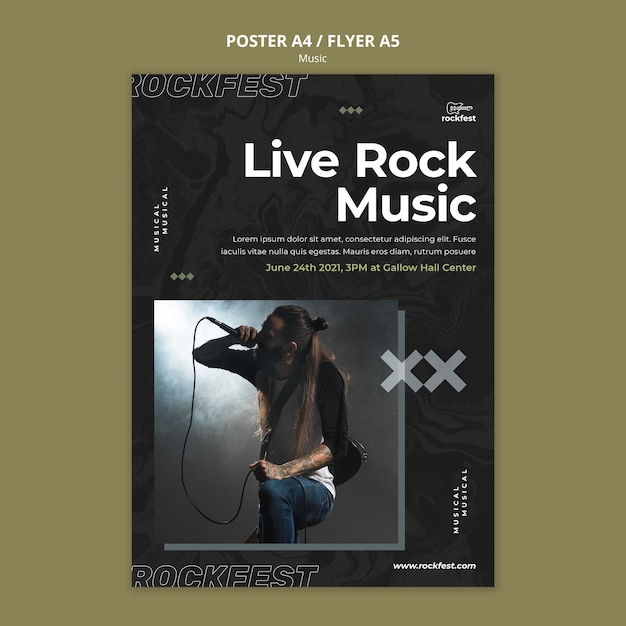 Live rock music flyer template
