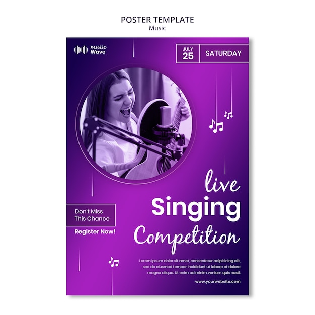 PSD gratuito modello di poster della competizione di canto dal vivo