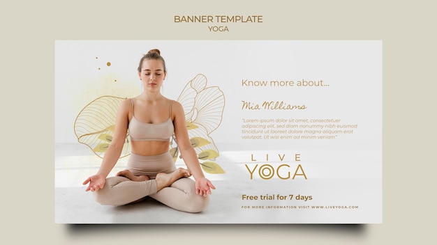 Modello di banner di yoga dal vivo