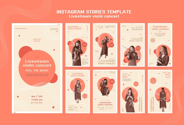 Free PSD livestream violin concert instagram stories