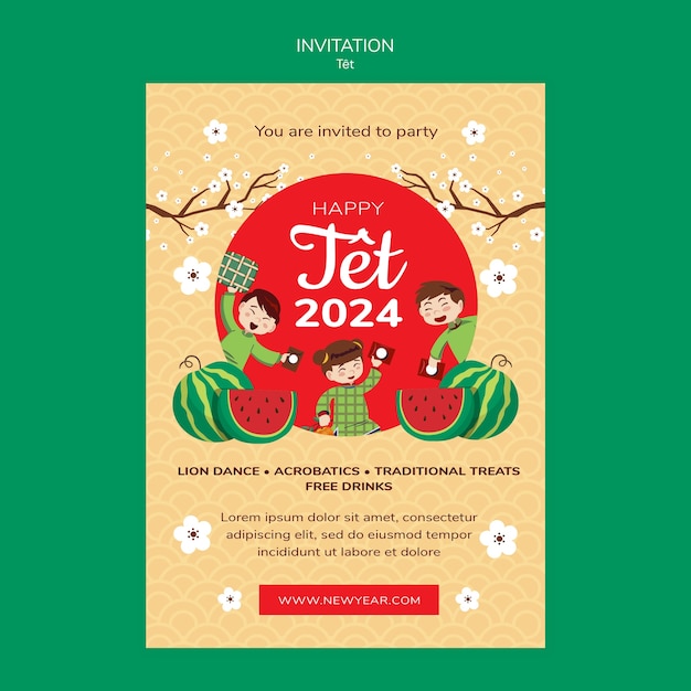 Free PSD llunar new year invitation template