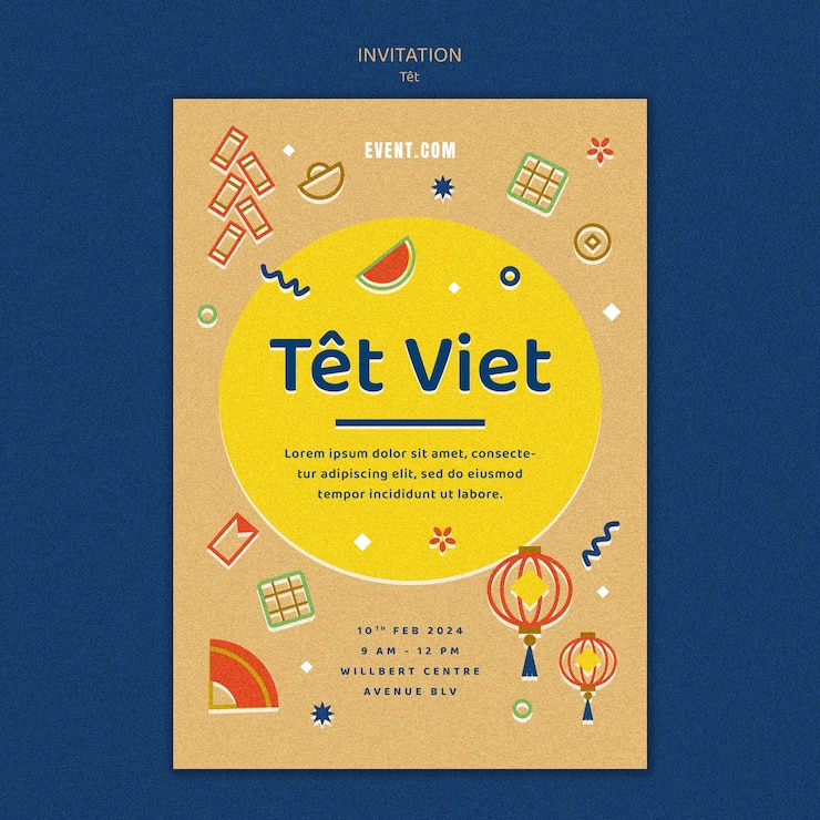 Free PSD llunar new year invitation template