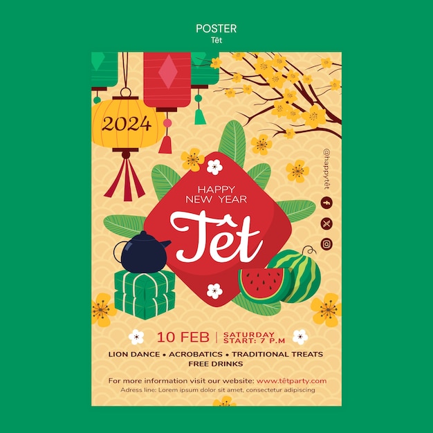 Free PSD llunar new year poster template