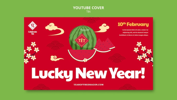 無料PSD 月の新年のyoutubeカバー