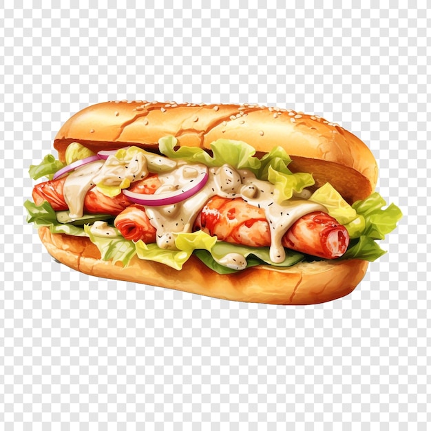 Free PSD lobster roll isolated on transparent background