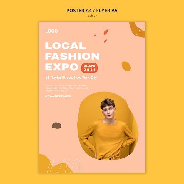 PSD gratuito modello di poster di moda maschile expo abbigliamento locale