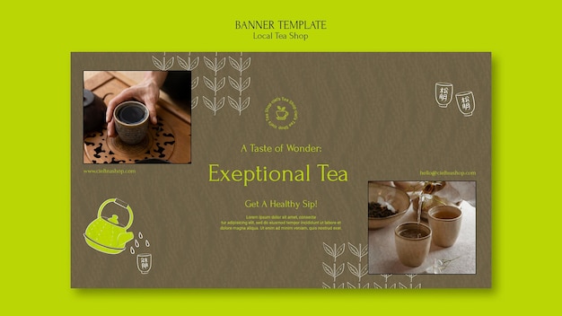 Local tea shop banner design template