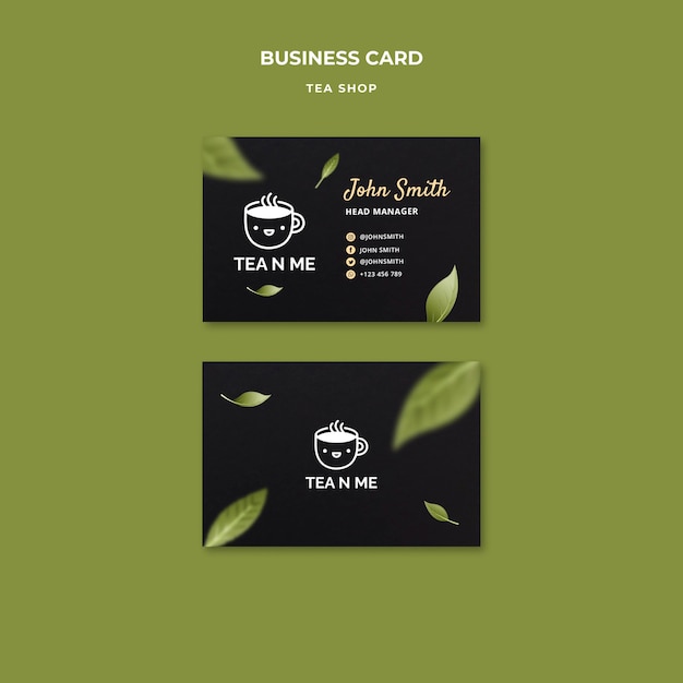 Free PSD local tea shop business card design template