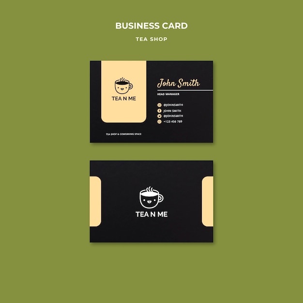 Local tea shop business card design template