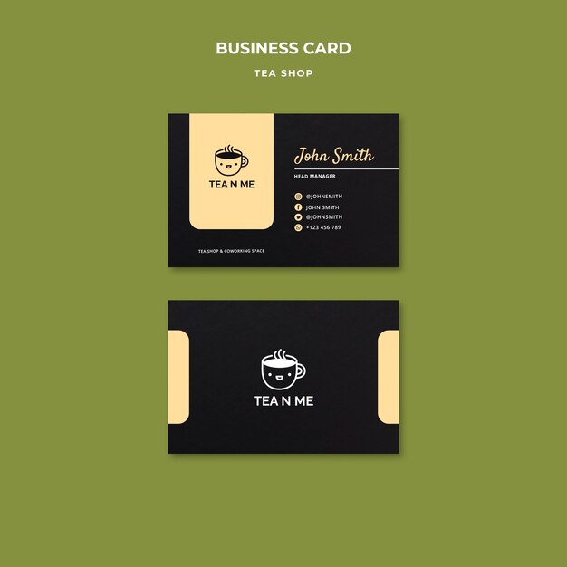 Local tea shop business card design template