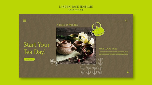 Free PSD local tea shop landing page design template
