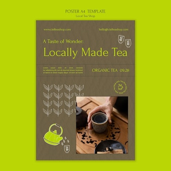 Local tea shop poster design template