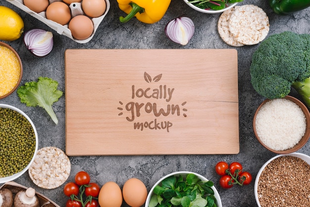 Locally grown vegan food mock-up