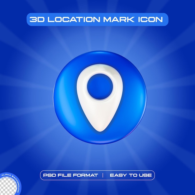 Бесплатный PSD Икона знака местоположения 3d-илюстрация рендеринга