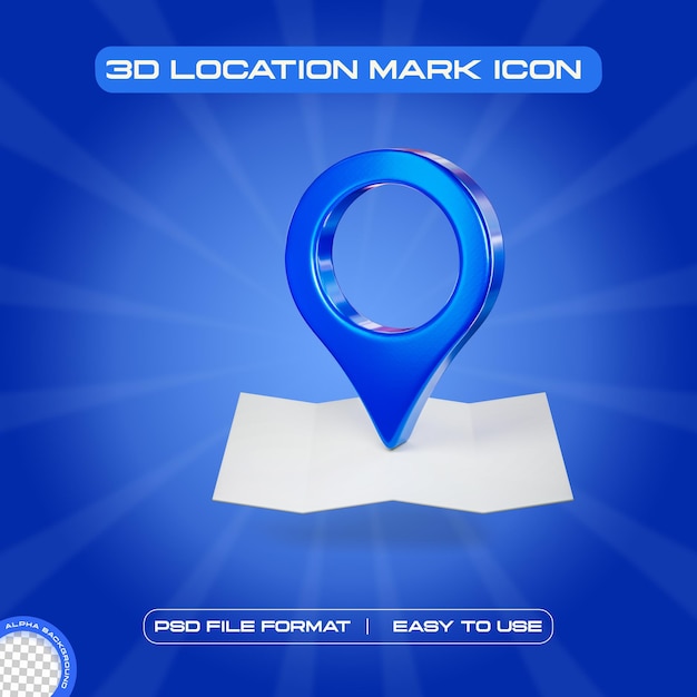 Free PSD location mark symbol icon 3d render illustration