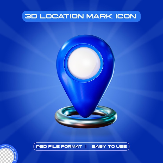 Free PSD location mark symbol icon 3d render illustration