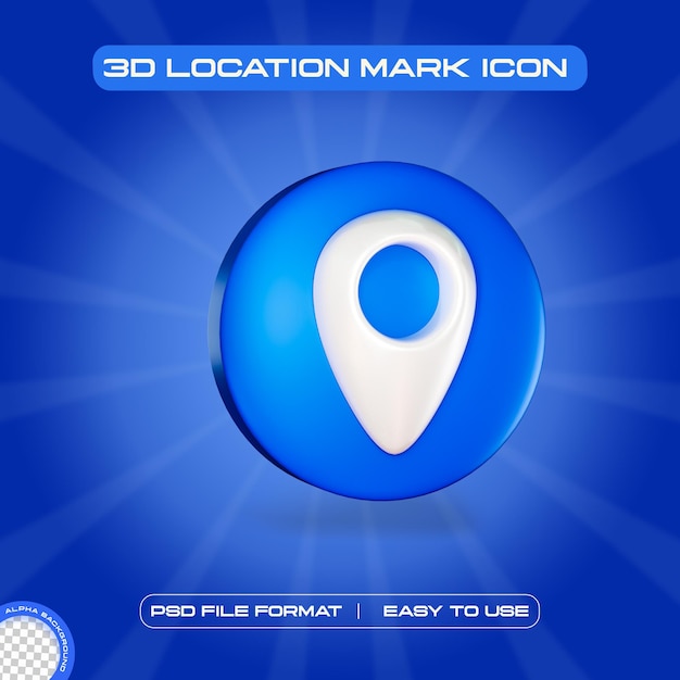 Location mark symbol icon 3d render illustration