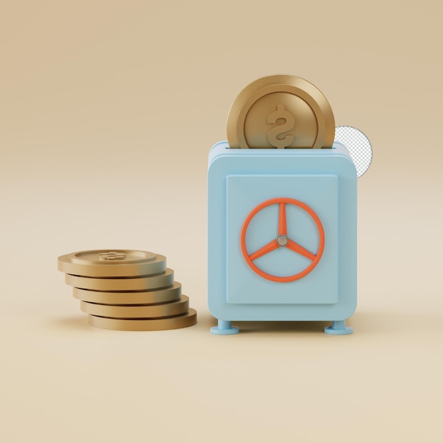 Locked safe deposit box icon Isolated 3d render Illustration