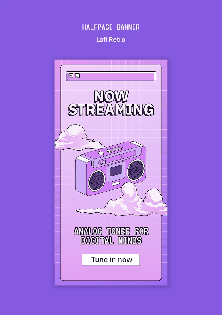 Free PSD lofi retro event template
