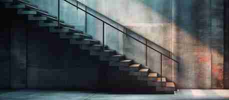 Free PSD loft style metal stair and concrete wallgenerative ai