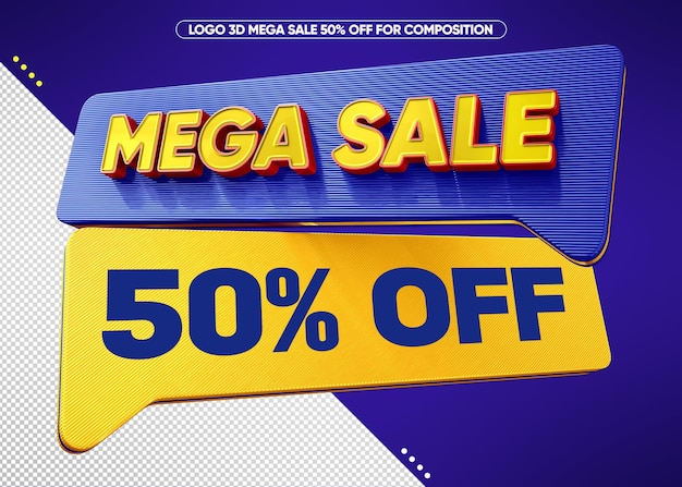 Logo 3d mega sale 50 off for promotion