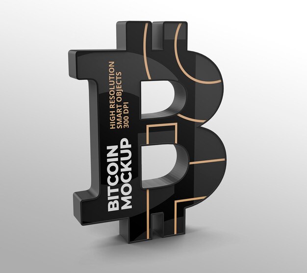 Logo bitcoin mockup for branding and advertising presentations