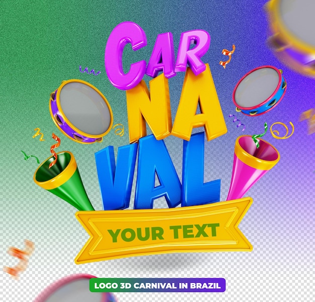 Logo carnaval do brasil carnival logo render isolated for composition