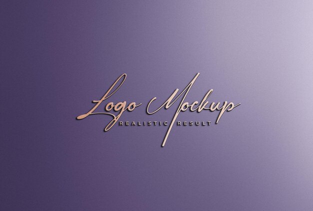 Logo mockup 3d rose gold logo signage on wall