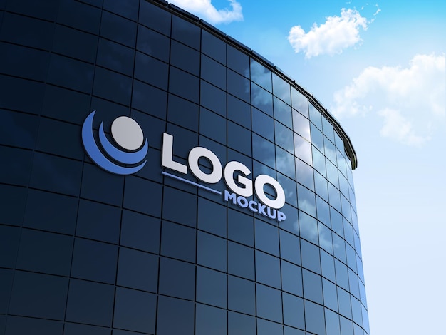 Logo mockup 3d sign building