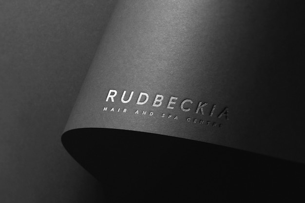 Logo mockup black curved paper