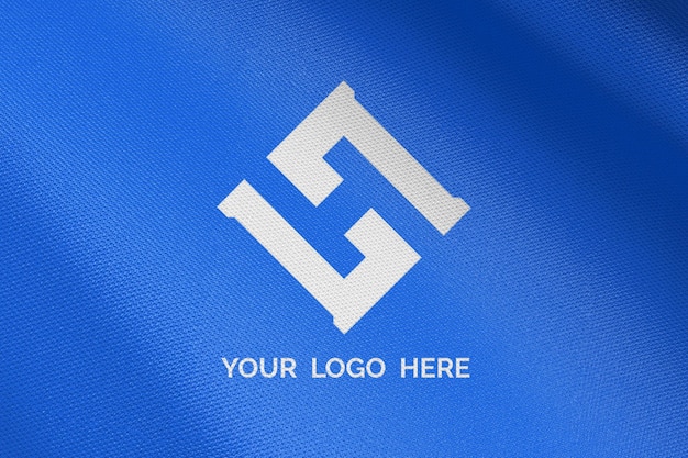 Logo mockup on blue fabric